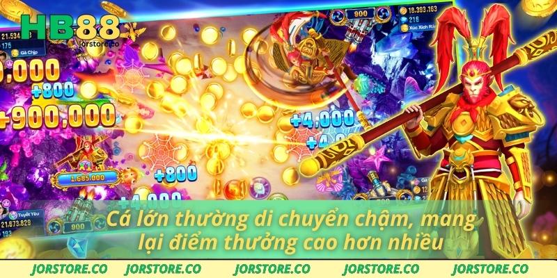 Bắn Cá Nhân Ngư Tại HB88 – Niềm Vui Cá Cược Đỉnh Cao Cá lớn thường di chuyển chậm, mang lại điểm thưởng cao hơn nhiều